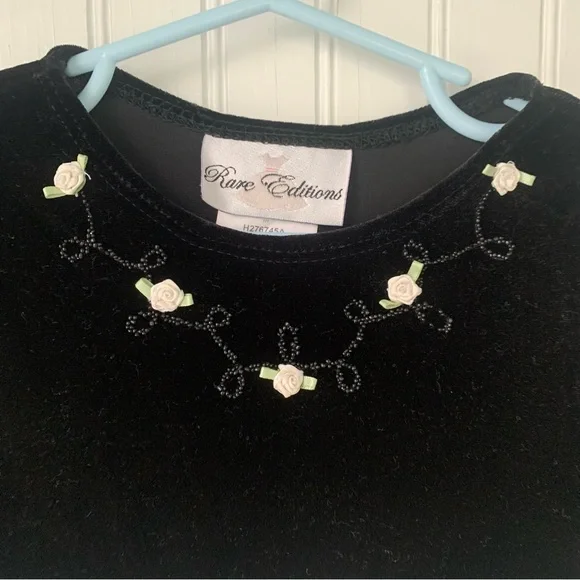 Rare Editions (4T) Black and White Dress with Bow and underlay slip - Picture 4 of 6